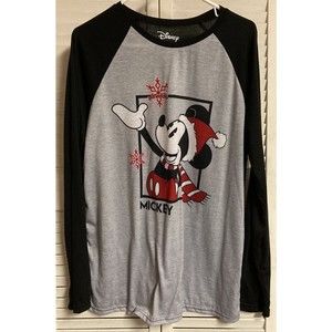 Mickey Mouse Christmas Long Sleeve T-shirt Sleep Shirt Disney Merchandise Size M